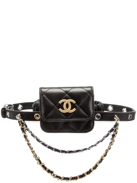 CHANEL Pre-Owned 2021 CC diamond-quilted garter bag Black CHANEL2021MINIBAGWITHCHAINS