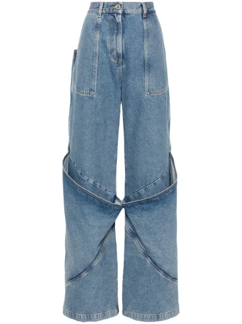 The Attico knee-detail wide-leg jeans Blue 247WCP198D085