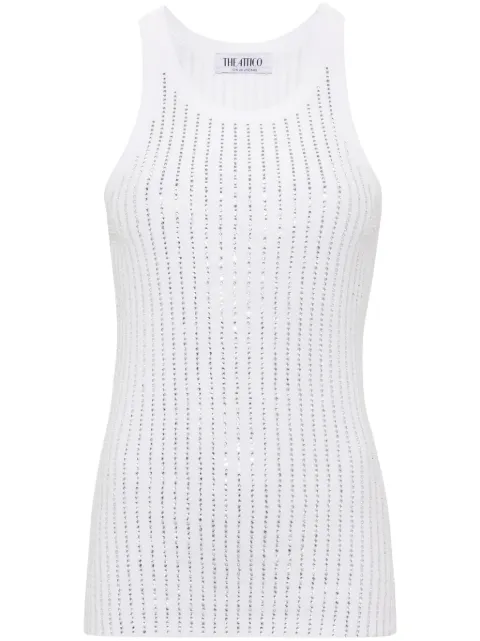 The Attico rhinestone-embellished cotton tank top White 247WCT276J050R