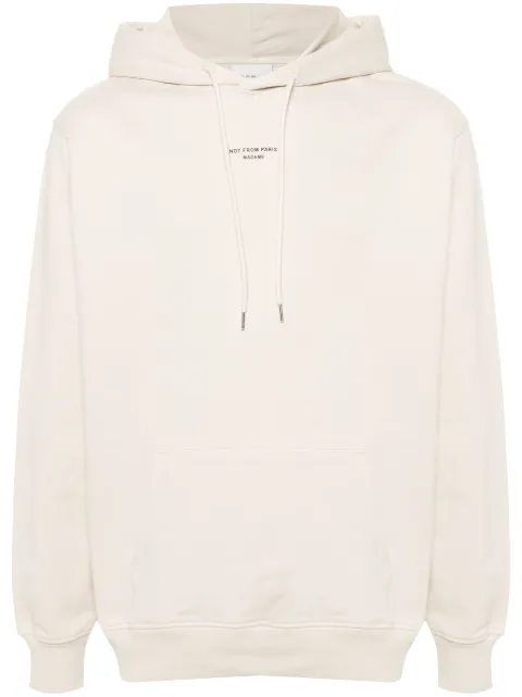 Drôle De Monsieur drawstring slogan-print hoodie Neutrals PERMHO161CO127