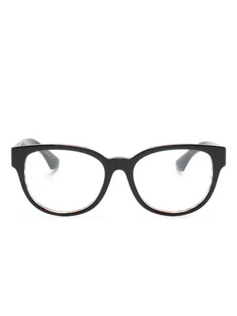 Burberry Eyewear checked oval-frame glasses Black B2410