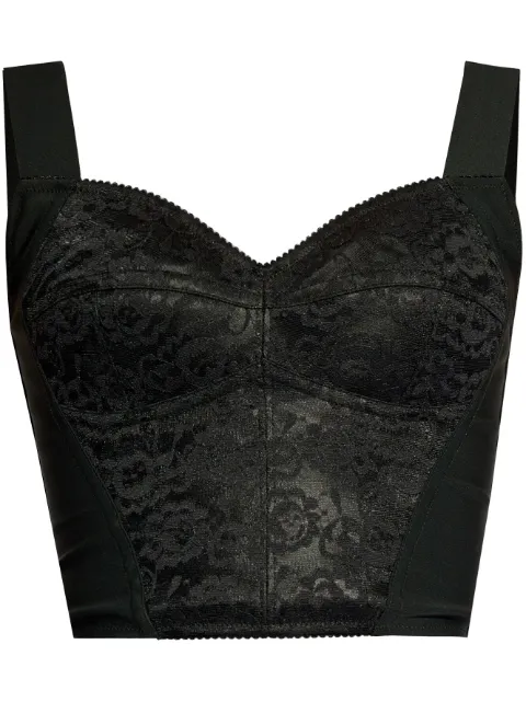 Dolce & Gabbana shaper corset bustier top in jacquard and lace Black F7T19TGDCLQ