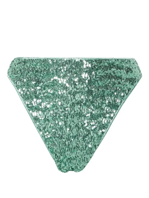 Oséree sequin-embellished bikini bottoms Green PEF246SEQUINS