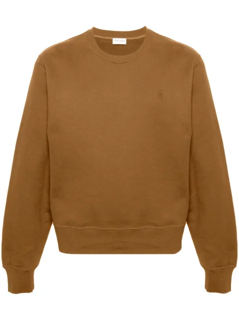 Saint Laurent logo-embroidered cotton sweatshirt Brown 778465Y36SW