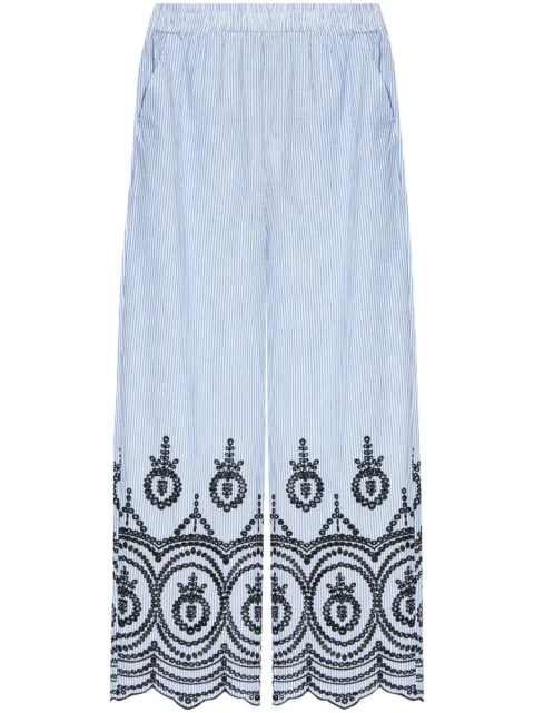MUNTHE embroidered-motif striped trousers Blue 242141824225
