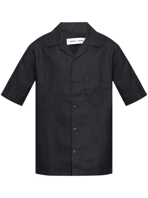 SAMSOE SAMSOE short-sleeve linen-blend shirt Blue M24200074