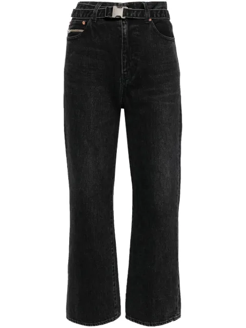 sacai straight-leg belted cropped jeans Black SCW208