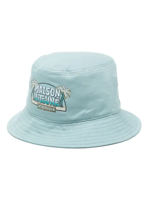Maison Kitsuné logo-print cotton bucket hat Blue SP618NM06101WW0108P417