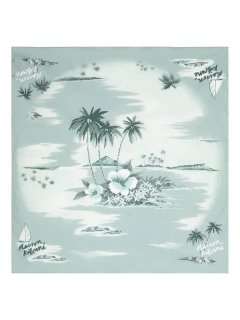 Maison Kitsuné island-print cotton scarf Blue MM06205WC4053M163