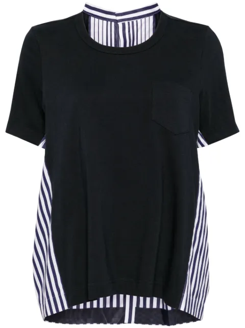 sacai panelled cotton T-shirt Blue SCW237