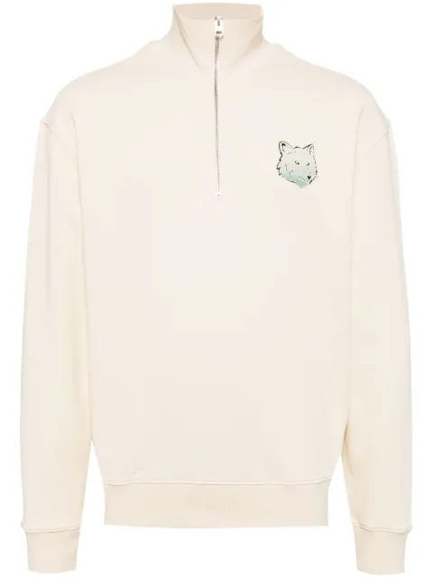 Maison Kitsuné fox-motif cotton sweatshirt Neutrals SP618NM00301KM0129P205