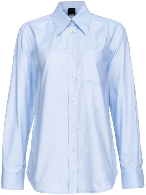 PINKO Love Birds-embroidered cotton shirt Blue 103708A1Y0