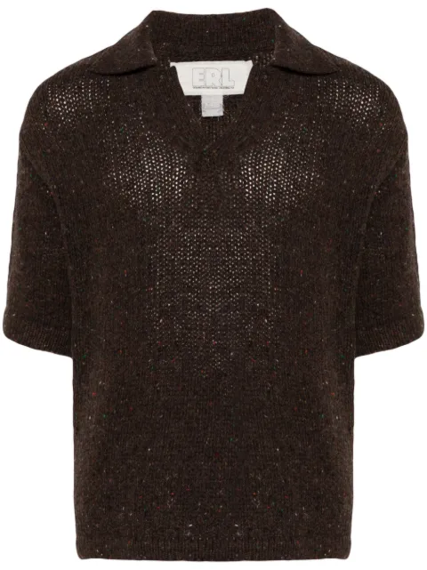 ERL speckle-knit polo sweater Brown ERL09N002