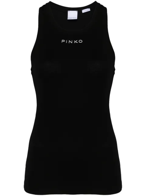 PINKO ribbed camisole top with logo Black 100822A22X