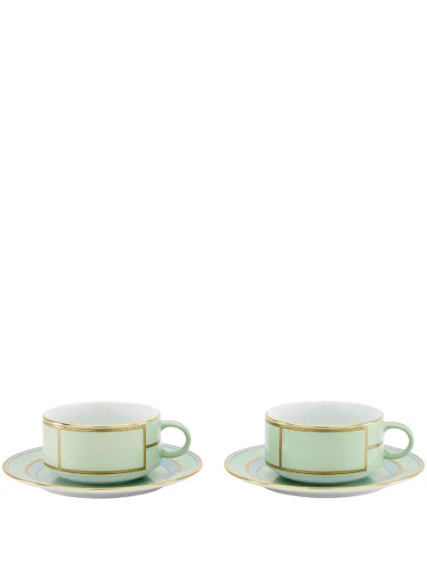 GINORI 1735 Diva geometric-print tea (set of two) Green 008RG00FW4401LXGENG