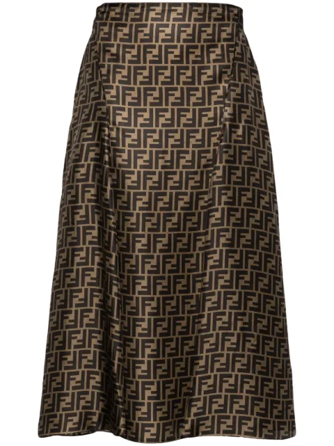 FENDI FF-pattern print midi skirt Brown FQ7601A8G3
