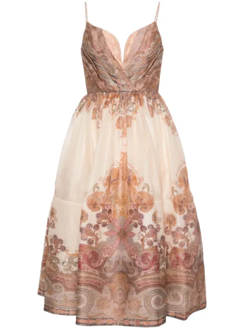 ZIMMERMANN Illustration midi dress Neutrals 0571DF241