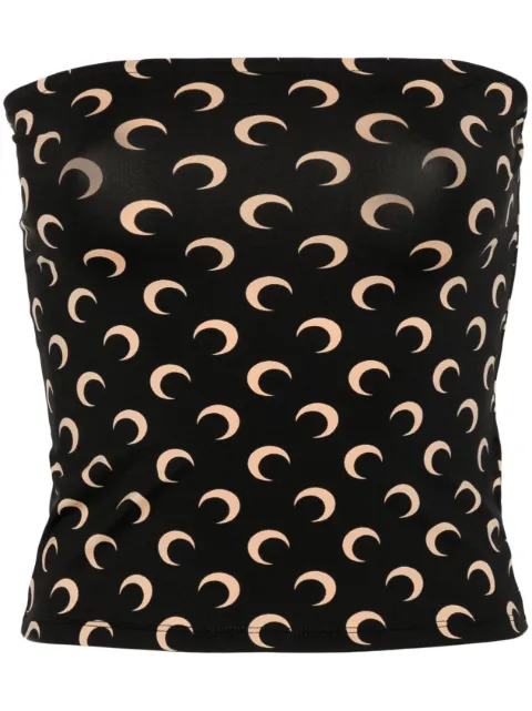 Marine Serre moon printed jersey Second Skin tube top Black WTS011ACJER0001