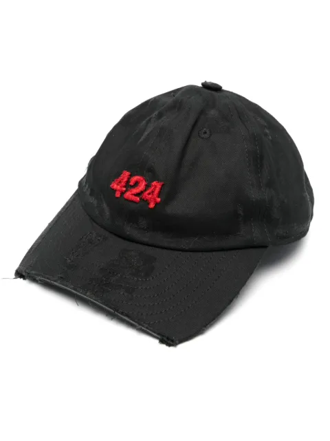 424 distressed cotton cap Black FF4SMY01BPTE002