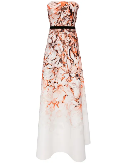 Saiid Kobeisy floral-print neoprene gown White RTWSS2429