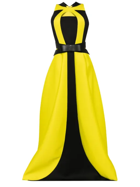 Saiid Kobeisy belted panelled neoprene gown Green RTWSS2414