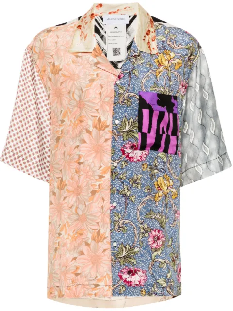 Marine Serre mix-print silk shirt Neutrals USI025AUWOV0028