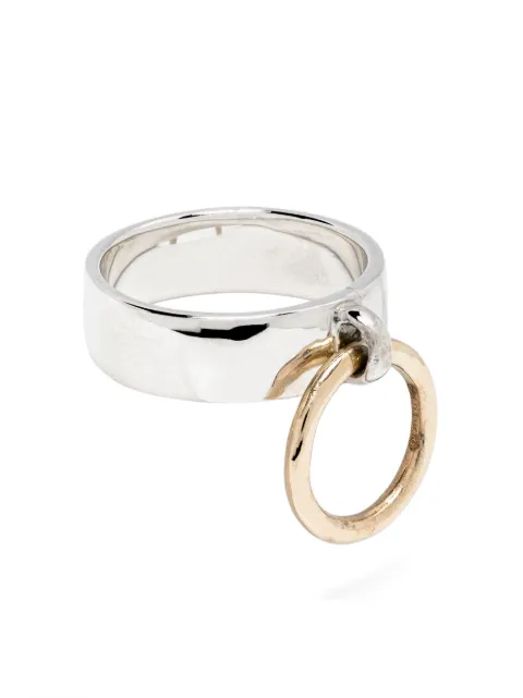 Roses Metals 14kt yellow gold and sterling silver Pierced ring Silver RNGPRCD925512