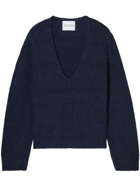 Closed V-neck sweater Blue C9621794T22