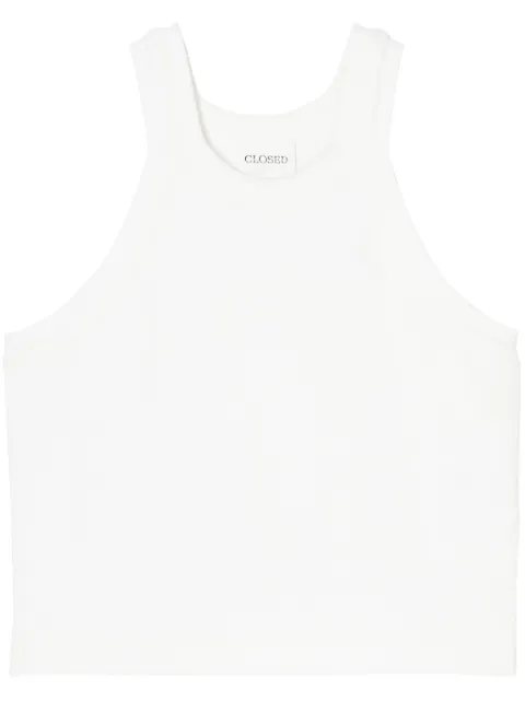 Closed ribbed organic-cotton tank top White C9556842TEM