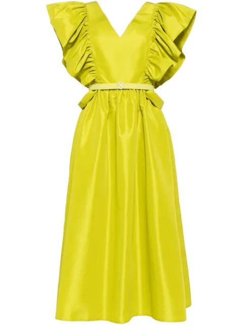 Saiid Kobeisy ruffled taffeta midi dress Green RTWSS2406
