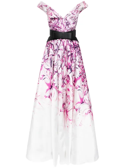 Saiid Kobeisy floral-print off-shoulder gown White RTWSS2425