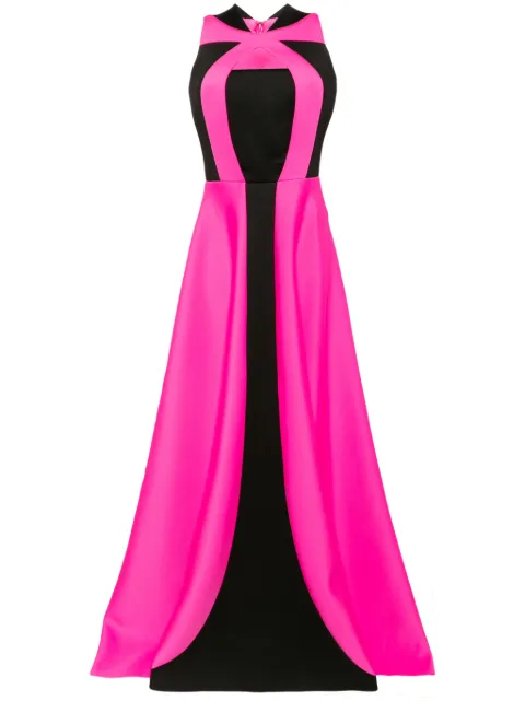 Saiid Kobeisy panelled belted gown Black RTWSS2414