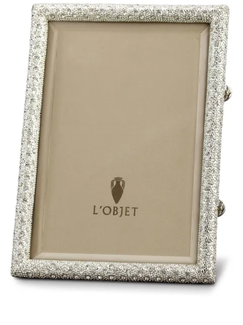 L'Objet Rectangular Pave photo frame (13cm x 18cm) Silver F6003M