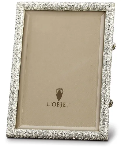 L'Objet Rectangular Pave photo frame (10cm x 15cm) Silver F6003S
