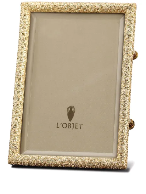 L'Objet Rectangular Pave photo frame (10cm x 15cm) Gold F6002S