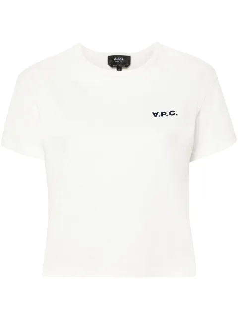 A.P.C. logo-appliqué cropped T-shirt White COHBQF26390