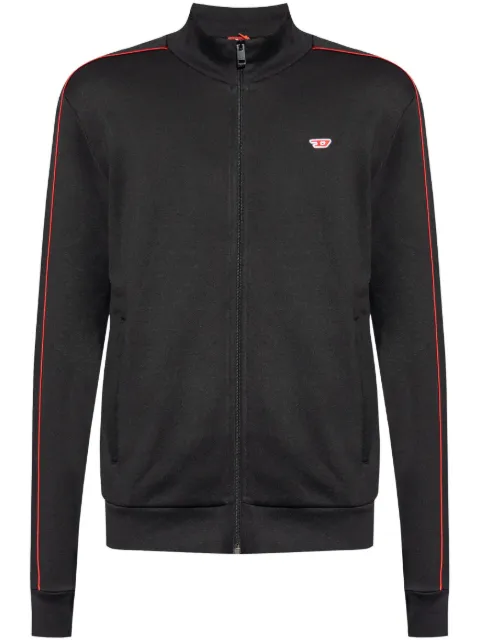 Diesel logo-embroidered zip-up cardigan Black A149280DLAA