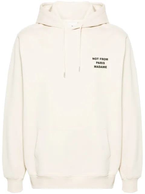 Drôle De Monsieur logo-print cotton hoodie Neutrals HO162CO127