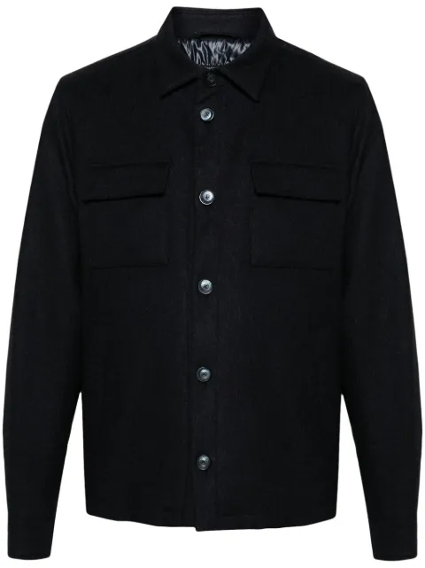 Herno felted button-up shirt jacket Blue GI00050UR38087