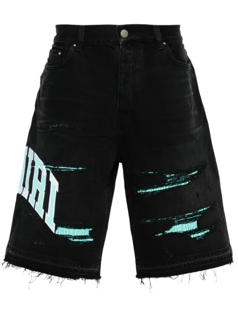 AMIRI logo-embroidered denim shorts Black AMDNSH1013