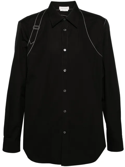 Alexander McQueen decorative-stitching cotton shirt Black 792105QNAAD