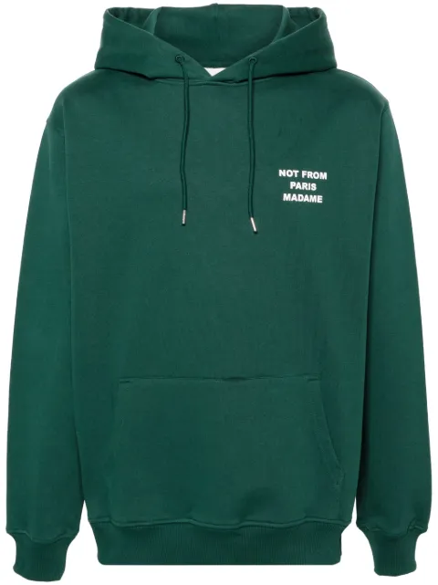 Drôle De Monsieur logo-print cotton hoodie Green PERMHO162CO127DGN