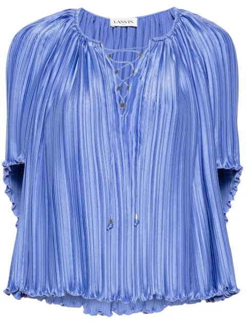 Lanvin charmeuse plissé blouse Purple RWTO01015944E24
