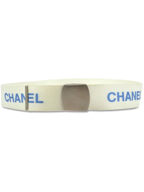 CHANEL Pre-Owned 1999 logo-print canvas belt White BE99S