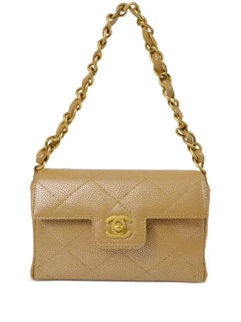 CHANEL Pre-Owned 2000 CC turn-lock diamond-quilted shoulder bag Neutrals 6599151