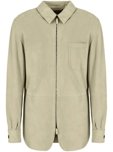 Giorgio Armani zip-up suede jacket Green GM000199AF11846