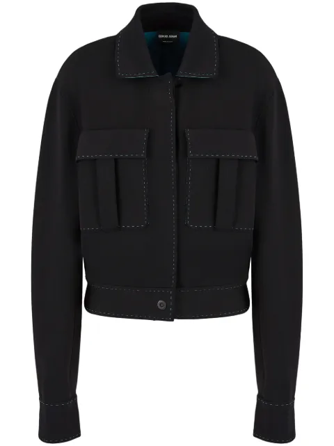 Giorgio Armani buttoned-up contrasting jacket Black 6DAB01AM07Z