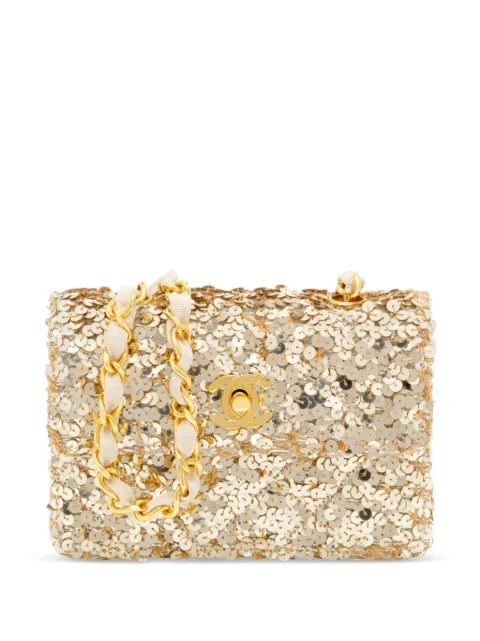 CHANEL Pre-Owned 1990 mini Classic Flap shoulder bag Gold CHANELGOLDSEQUINCLASSICBAG