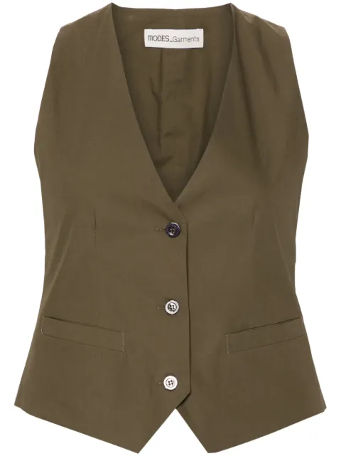 MODES GARMENTS V-neck cotton waistcoat Green MGWGILET2