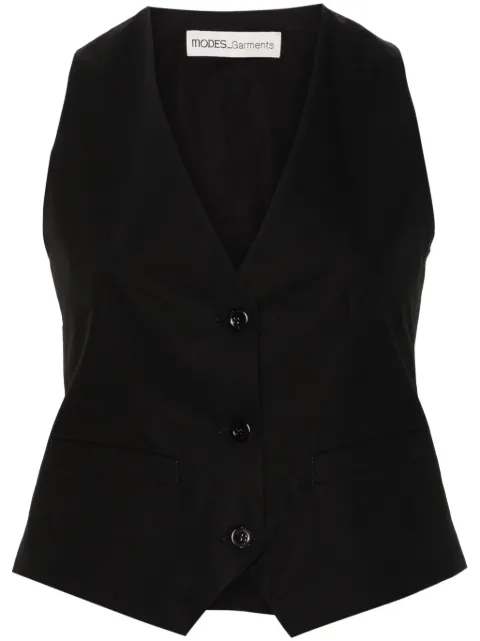 MODES GARMENTS V-neck poplin gilet Black MGWGILET2